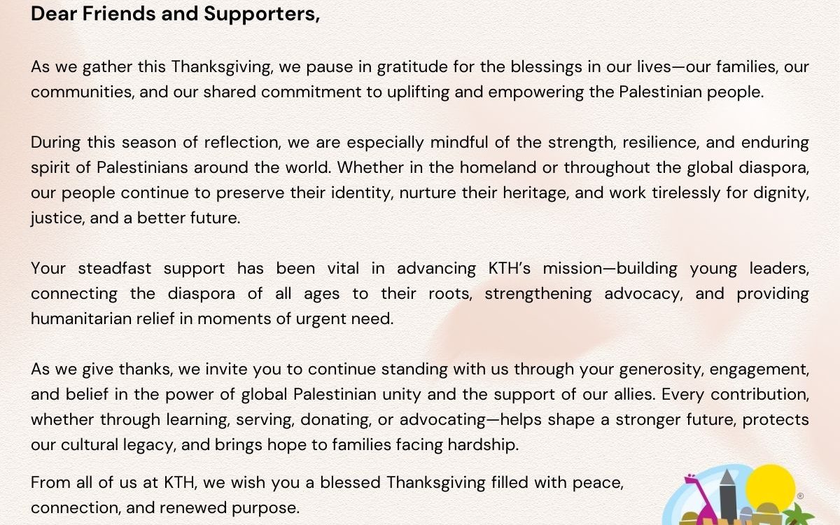 Thanksgiving Message from Rateb Y. Rabie – President & CEO of Know Thy Heritage (KTH)