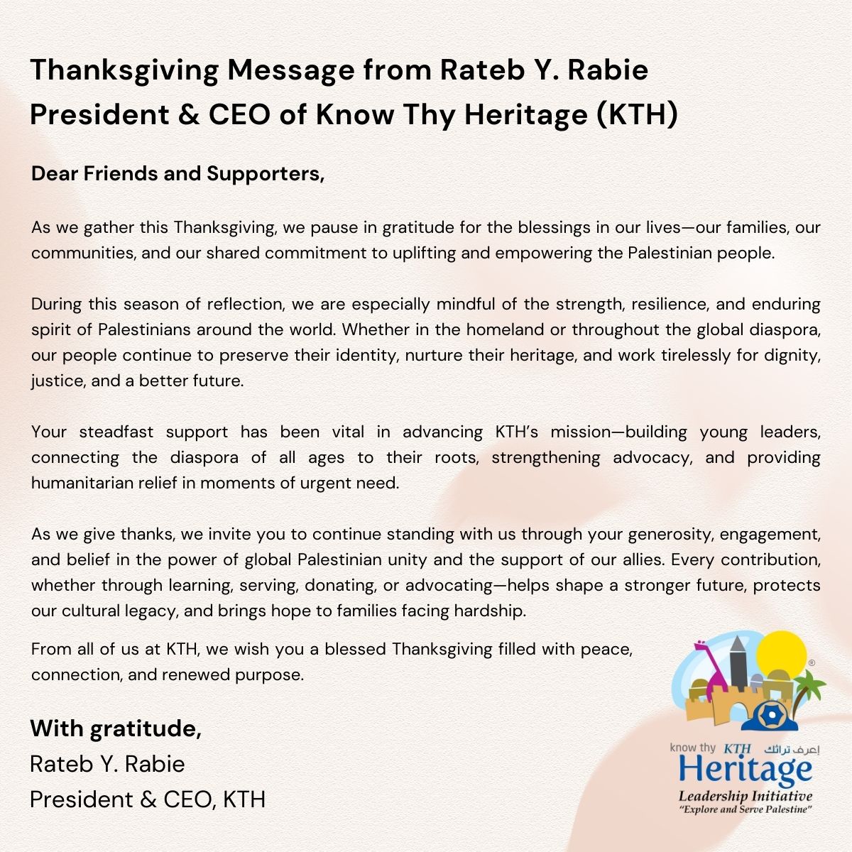 Thanksgiving Message from Rateb Y. Rabie (1)